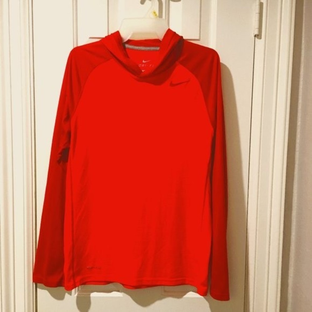 Neon Orange Nike Swoosh Pullover Dry Fit Training Hoodie Tee Sale! $7 or 2/$10